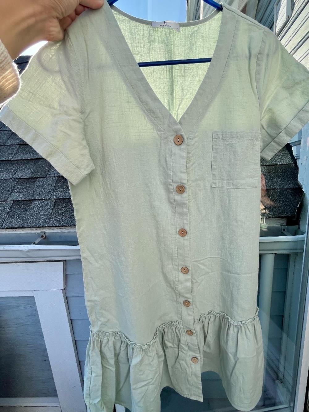 Linen style, cotton dress - Relaxed fit - Size small